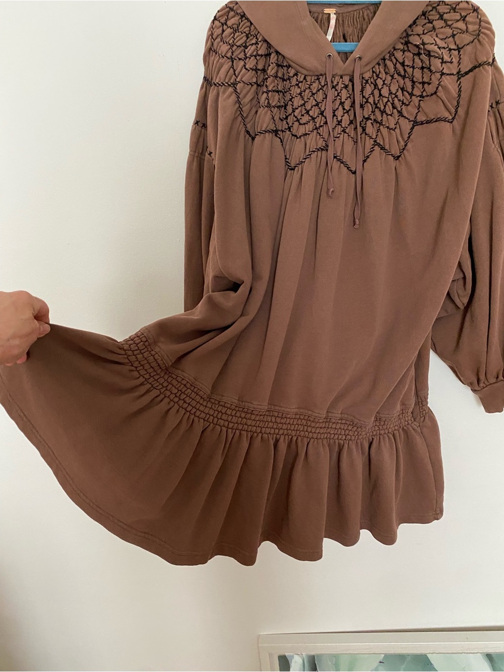 Free People Women’s adorable embroidered Hoodie tunic Dress so M/L - Picture 4 of 7